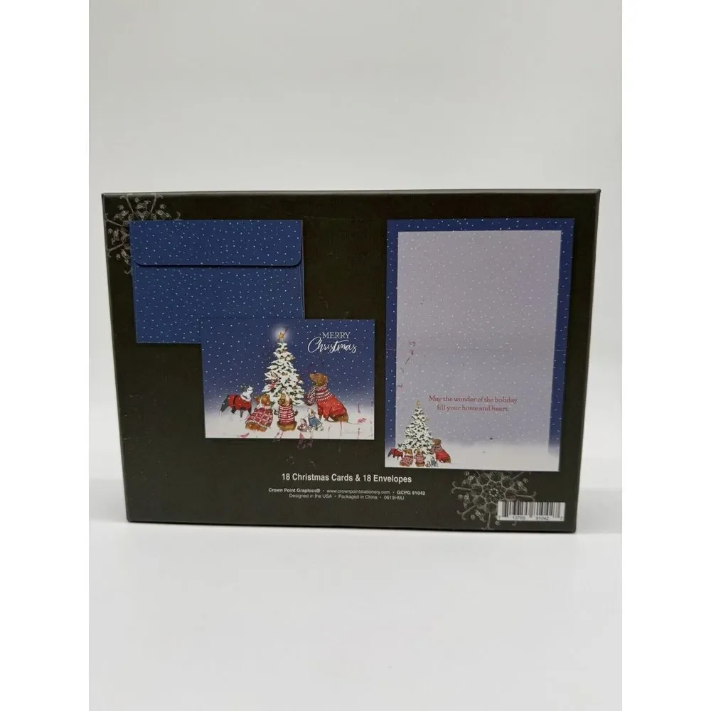 Crown Point Graphics Christmas‎ Cards 2 Boxes Total 47 Cards/Envelopes Dogs Snow